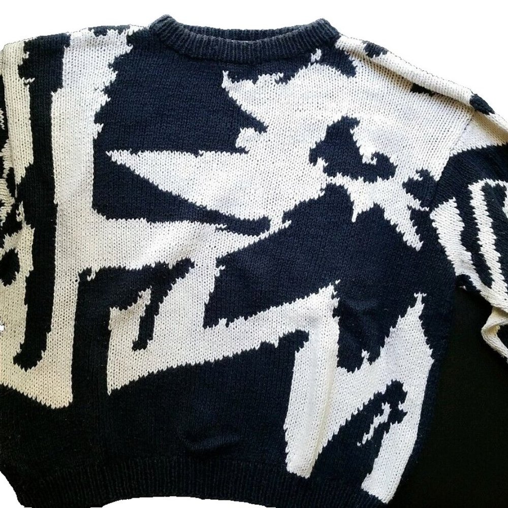 Union Bay Vintage 80's Women's Sweater Knit Pullover Navy/Cream Size Large